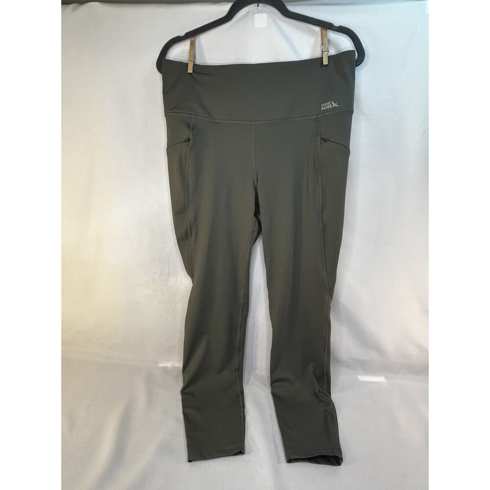 Eddie Bauer Women Pants Large Green Poly Blend Pull On Activewear Leggings